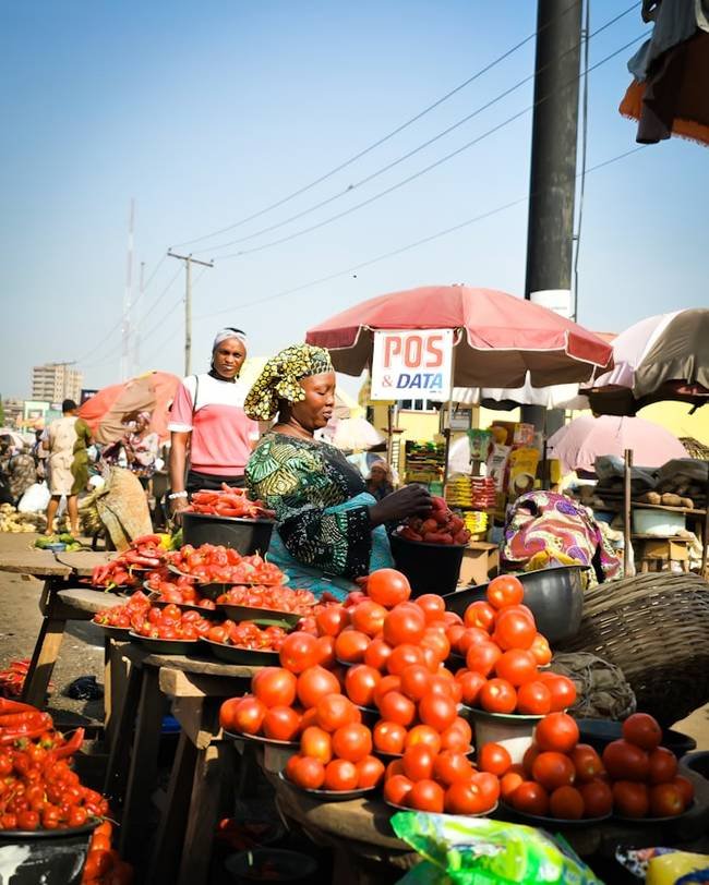 Street market scene in a Nigerian city